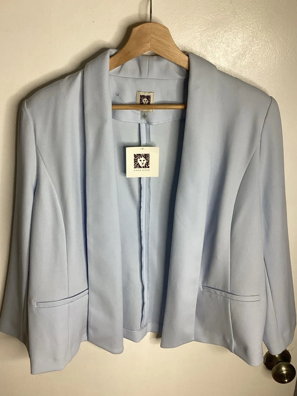 Anne Klein Pale Blue Open-Front Blazer Jacket M